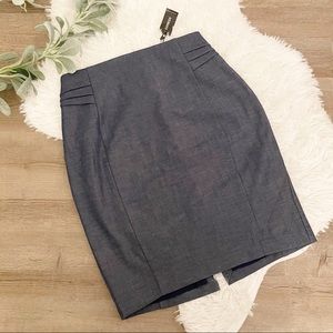 NWOT Express Pencil Skirt Chambray Gray Blue